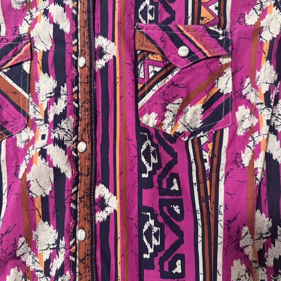 Wrangler Retro Cowgirl Western Style Aztec Long Sleeve Shirt Size Large L - Picture 5 of 5